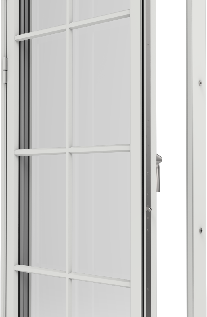 Original Alu 100 och Precision, altandörr helglasad utsida öppen SP3:1