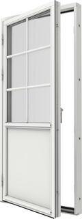 Original Trä 100, altandörr med fyllning SP2.1, utsida öppen